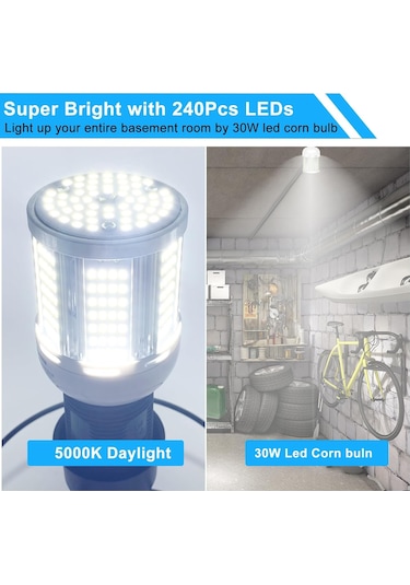 Gajeena 30w E27 Vidalama Led Ampul, Ev İçin Enerji Tasarruflu, Göz Koruyucu Ultra Parlak Beyaz Işık, Genel Aydınlatma Için Uygun Diğer