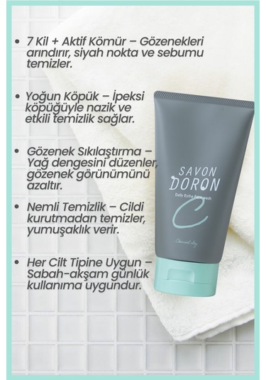 Cosmetex Roland Savon Doron Arındırıcı Kömür Özlü Yüz Yıkama Jeli