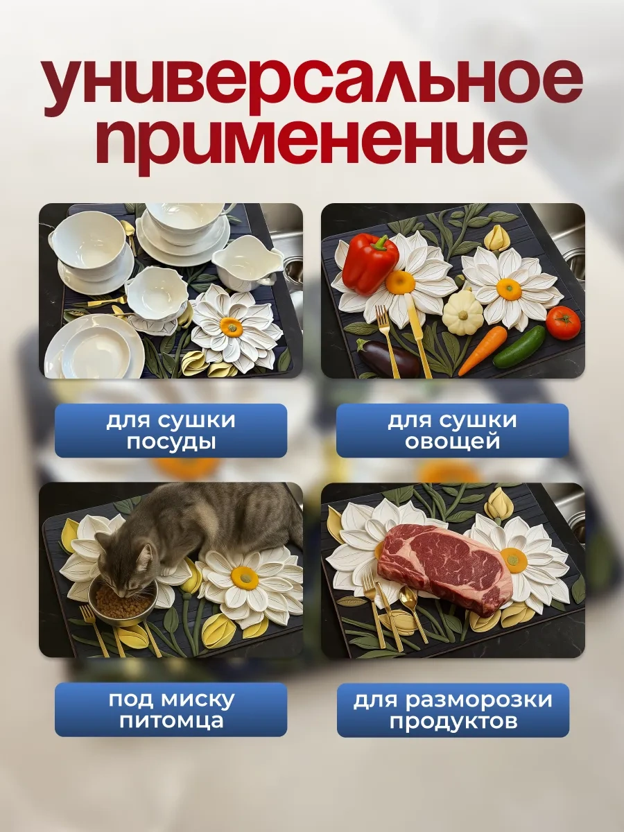 Umarket Emici Bulaşık Kurutma Paspası 464586562 Beyaz