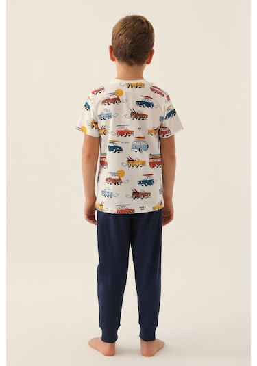 Roly Poly 3358 Surf's Up Erkek Çocuk Pijama Takımı Krem
