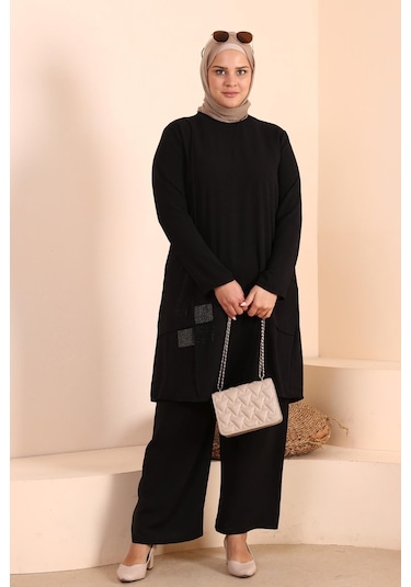 Kadin Tesettur Giyim Buyuk Beden Tesettur İkili Takim Ayrobin Pantolon Tunik Takim 001