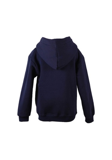Trender Fermuarlı Kapüşonlu Hırka Lacivert Erkek Çocuk Sweatshirt 3 İp Şardonlu Basic Lacivert