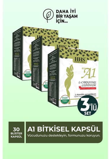 New A1 L Carnitine Lepidium Bitkisel Kapsül Blister 3 Adet Aromasız