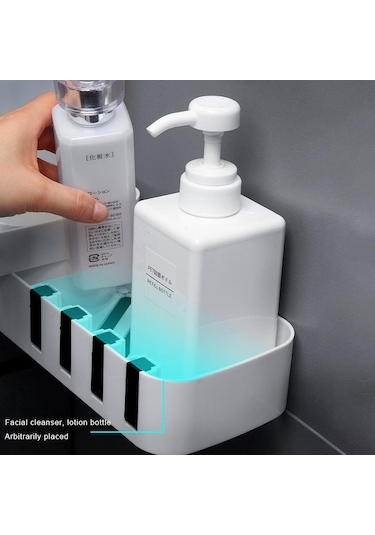 Gri Mengnı Dönebilen Banyo Rafları Duş Şampuanı Tutucu Mutfak Düzenleyici Köşe Duvar Rafı Depolama Rafı Banyo Aksesuarları Gri