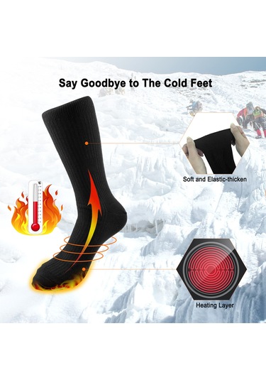 Yifomall Isıtmalı Kış Çorapları - Pil İle Çalışan, Kampçılık Ve Kayak İçin Sıcak Tutan Siyah