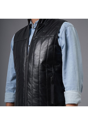 Guido Siyah Deri Yelek 118521 001