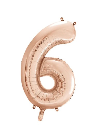 1 Adet 34 İnç 85 Cm Rose Gold Folyo Balon Helyum Balon 6 Yaş Balonu 6 Rakam Balon Rose Gold