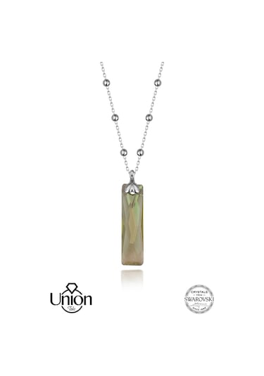 Union Swarovski Crystal Kadın Yeşil Baget Gümüş Kolye