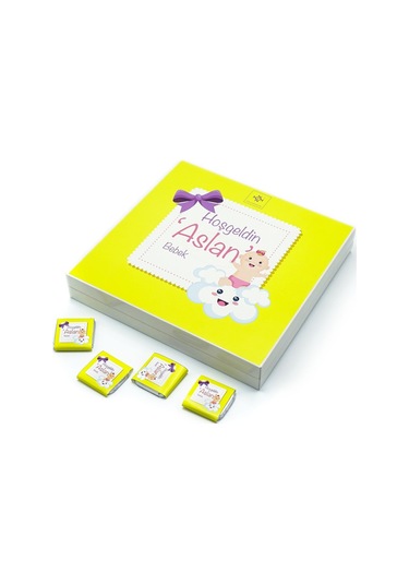 Erkek Bebek Çikolatası 48 Adet Madlen Çikolata Sarı