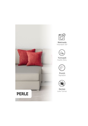 Br Perle Home Daily Series Kırmızı Kırlent Yastık Kılıfı Gelincik