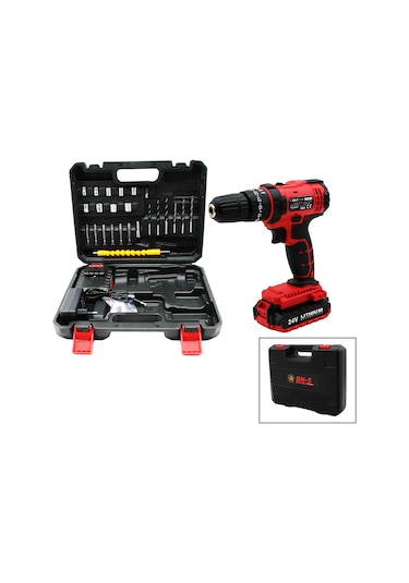 Banco BN-5 F-136 4593 Stanlıy 24 W Şarjlı Darbeli Çantalı Matkap Seti Kırmızı