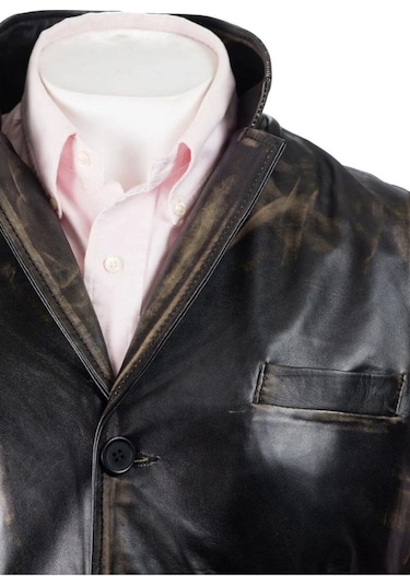 Prof Model Eskitme Yakalı Yelek Hakiki Kuzu Derisi Ayarlanabilir Arka Toka Siyah