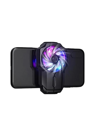 Polham 700mah Şarjlı Rgb Işıklı Sessiz 6000rpm Telefon Soğutucu Fan, Universal 3 Vitesli Süper Soğutucu
