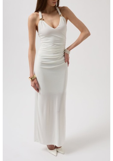 Aksesuar Detay Maxi Elbise Çok Renkli