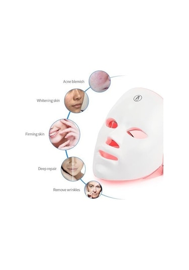 Şarj Edilebilir Pil Yüz Led Maske 7 Renkler Led Foton Terapi Güzellik Maskesi Cilt Gençleştirme Kaldırma Karanlık Nokta Temizleyici Cihazı Led Maskesi Qun0rc Beyaz