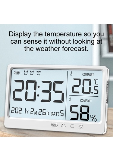 Dancemonkey Yüksek Hassasiyetli Dijital Termometre Ve Nem Ölçer - Alarmlı Saat
