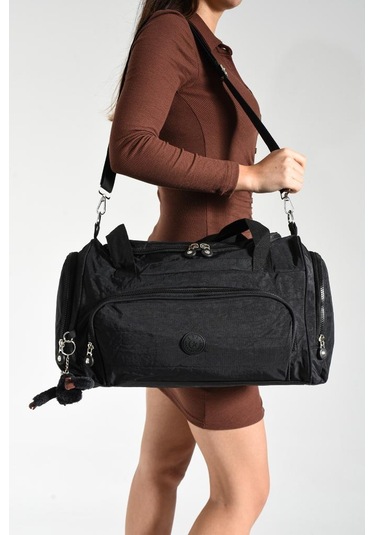 Unisex Kabin Boy Çapraz Askılı Omuz Çantası Seyehat Spor Çantası Hafif Klinkır Kumaş 40 25 Cm Siyah
