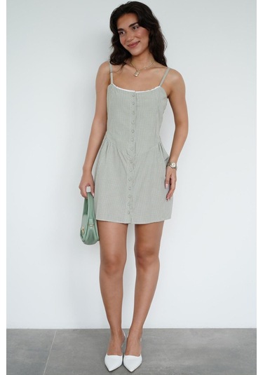 Madmext Mint Yeşili Pötikareli Kadın Mini Elbise Mg2387 Mint Yeşili