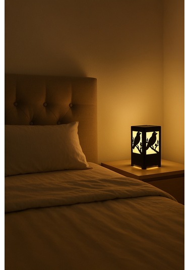 Kuş Figürlü Kablolu Metal Gece Lambası Doğa Temalı Dekoratif Led Masa Lambası Kuş