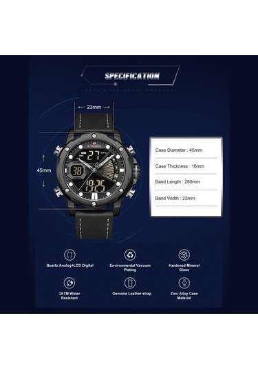 Erkek Saat İş Çok Fonksiyonlu Su Geçirmez Saatler Kuvars Saat Siyah&gri Diğer