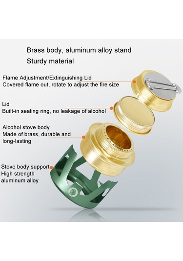Sones Cstur Y2218 Açık Ultralight Alüminyum Soba Kamp Balıkçılık Taşınabilir Sıvı Alkol Sobalar Bronz