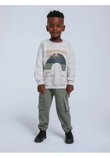 Jack Lions Erkek Bebek Downhill Yazılı Sweatshirt-14342 Gri