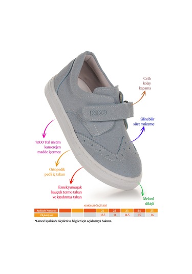 Kiko Kids Richie Cırtlı İlk Adım Günlük Erkek Bebek Casual Ayakkabı Bebe Mavi Bebe Mavi