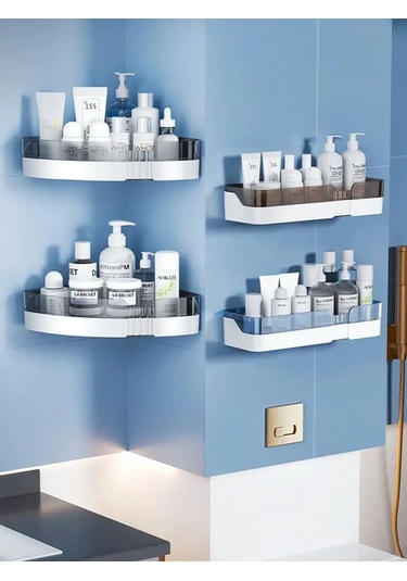 Flybuy Yemek Ve Banyo İçin Delme Gerektirmeyen Köşe Rafı 162826608 Gri Gri