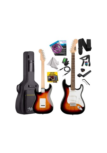 Midex Rph-30sb Gül Klavye Strat Kasa Sss Elektro Gitar Seti