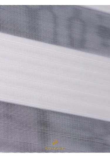 Br Demor Home Geniş Pliseli Beyaz Zebra Stor Güneşlik Perde Metal Kasa Beyaz