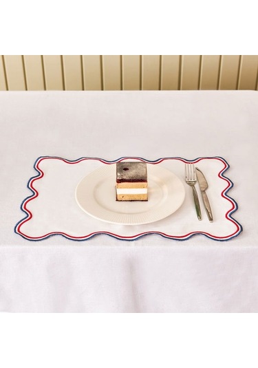 Evidea Soft Nonna Amerikan Servis - Mavi / Kırmızı - 30x50 Cm Mavi / Kırmızı Mavi - Kırmızı