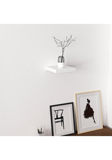 Minarmobilya Minar Gizli Tutuculu Duvar Rafı 23 Cm - M.Beyaz
