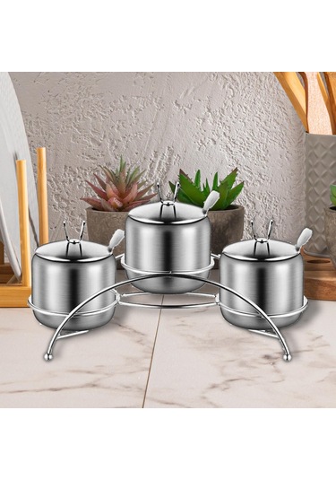 Dolıty Baharat Kapları Seti Restoran İçin Pratik 27cmx14,5cm Gümüş