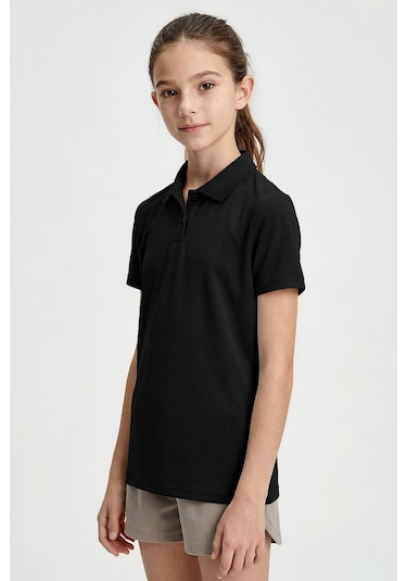 Tommy Life Siyah Polo Yaka Standart Fit Basic Unisex T-shirt - 11330