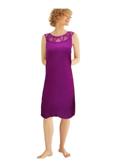 Kadın Pamuklu Krinkıl Elbise Mürdüm