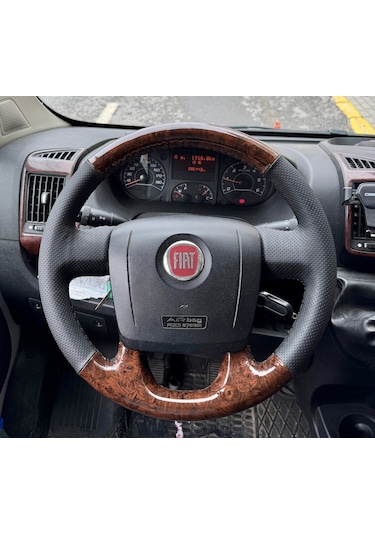 Fiat Ducota Araca Özgü Dikmeli Direksiyon Kılıfı Nokta Ahşap Siya Siyah