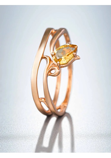 Uvelirnye Tradicii Doğal Sitrin Taşlı 925 Ayar Gümüş Yüzük 403021386 Gri