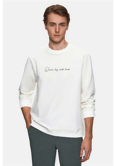 Twn Slim Fit Ekru Düz Sweatshirt 3ece25152792m Ekru
