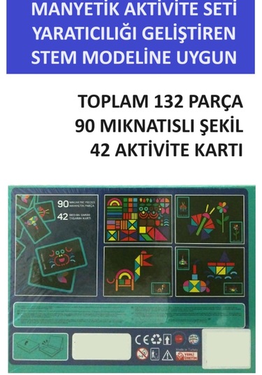 Manyetik Renkler Ve Şekiller Yaratıcı Aktivite Seti Stem Modeline Uygun 132 Parça