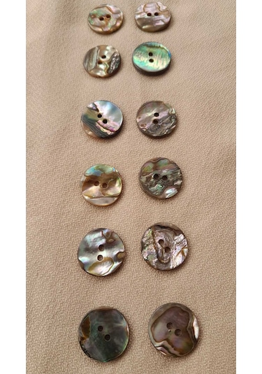 Doğal Hakiki İnci Midye Kabugu Düğme 17 Mm 12 Adet