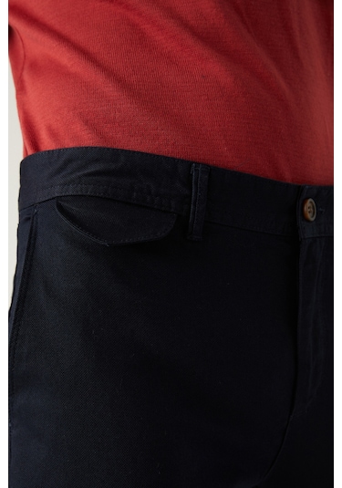 Twn Slim Fit Lacivert Armürlü Chino Pantolon 5ecc3s208232m 101