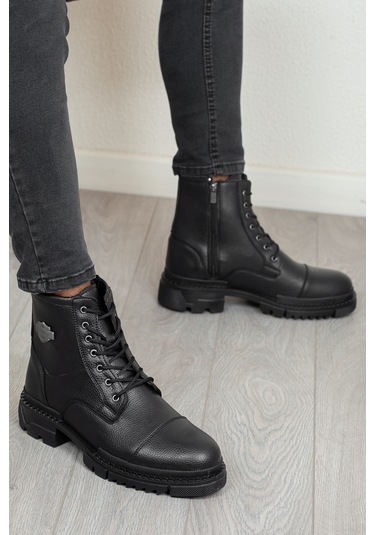 D114 Garantili Ürün Erkek Kışlık Soğuk Geçirmez Ortopedik Bot Siyah