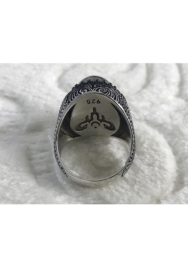 Yemen Akiği Taşlı 925 Ayar Erkek Gümüş Yüzük