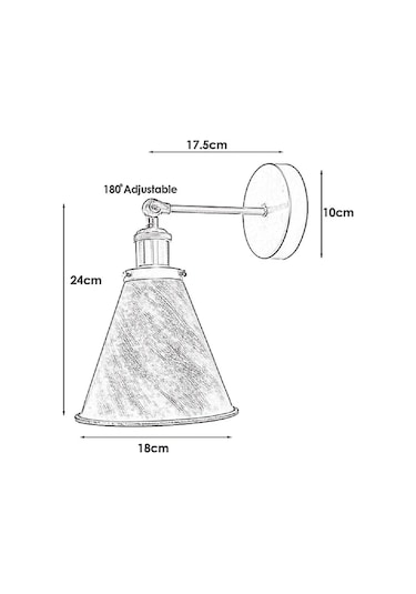 Riolight Vintage,rustik Fırçalı Gri Patinalı Eskitme Mafsallı Hareketli Başlık Metal Duvar Aplik Rio Light