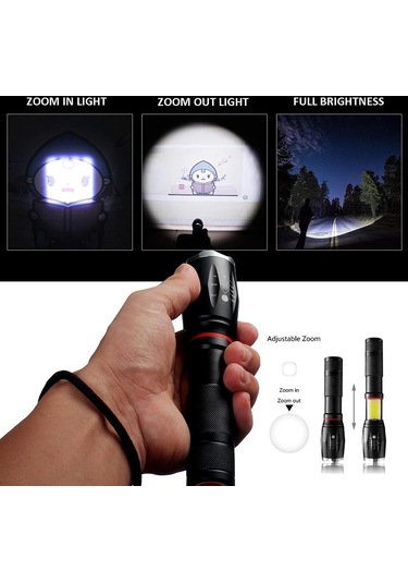 Valkyrie 8000 Lümen Cob Lambalı T6 Mıknatıslı El Feneri - 6 Mod - 500 Metre Mesafe Siyah