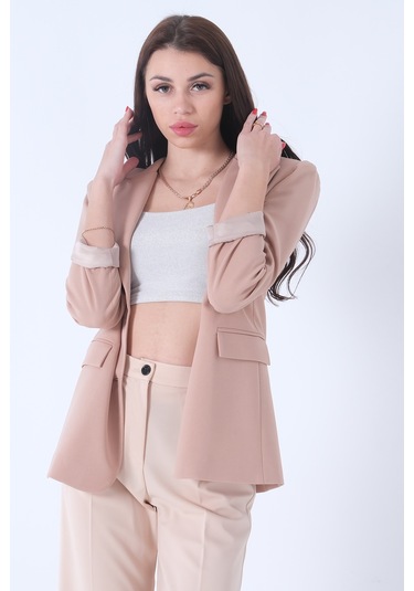 Feminist Bej Vatkalı Astarlı Blazer Ceket 0105110.55 Bej