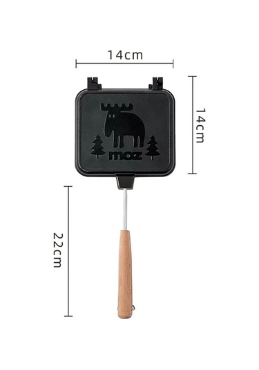 Çift Taraflı Sandviç Tavası Yapışmaz Izgara Kızartma Tavası Ekmek Tostu İçin Siyah