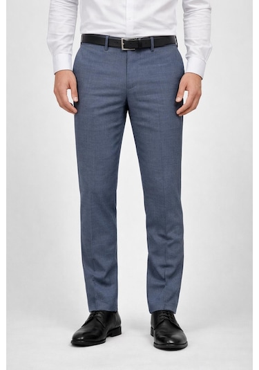 Classics Men Caserta Klasik Fit Likralı Erkek Kanvas Pantolon - 7517 Mavi