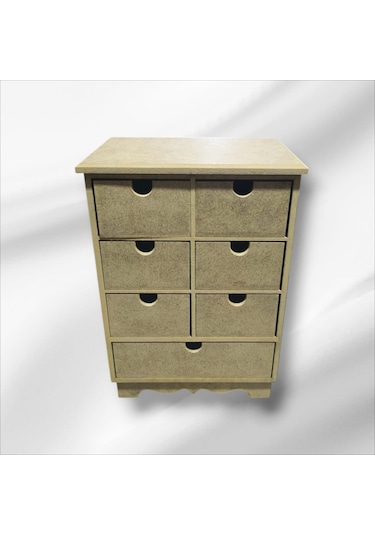 Ahşap Boyanabilir 7 Çekmeceli Çok Amaçlı Organizer Kutu