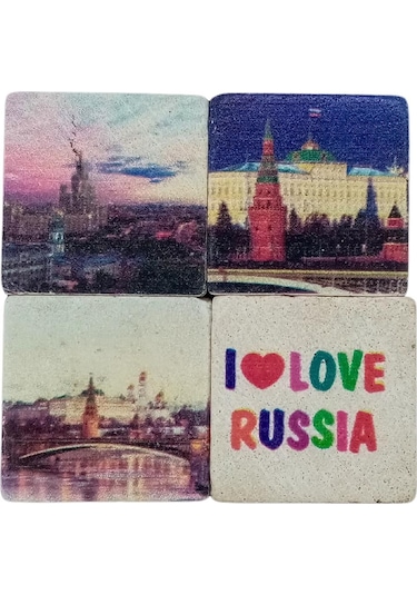 Rusya Temalı Dörtlü Taş Magnet